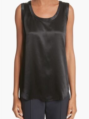 Lafayette 148 New York Perla Reversible Black Silk Tank Quiet Luxury